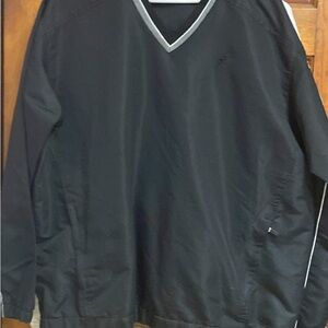 Men's Black V-Neck Windbreaker Pullover